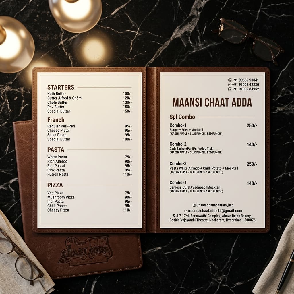 Premium restaurant menu card printing Hyderabad — NVS Printers